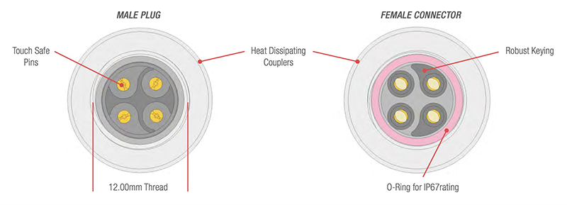 Molex Brad® M12 F-Coding Power Cordsets